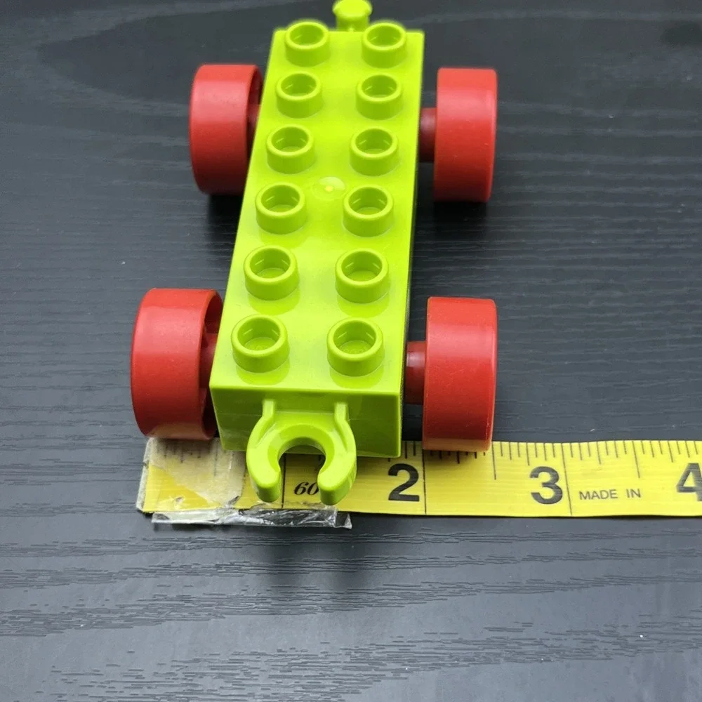 LEGO DUPLO Light Green Vehicle Base Red Wheels Replacement Car Chassis Block